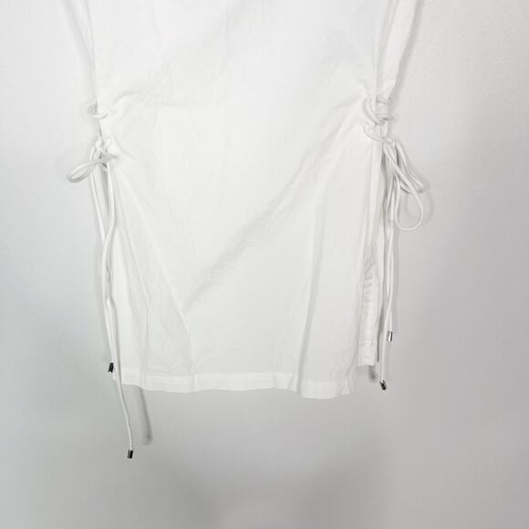 Theory Womens M White Sleeveless Tied Popover Cahliway Shirting Blouse Cotton - Picture 8 of 14